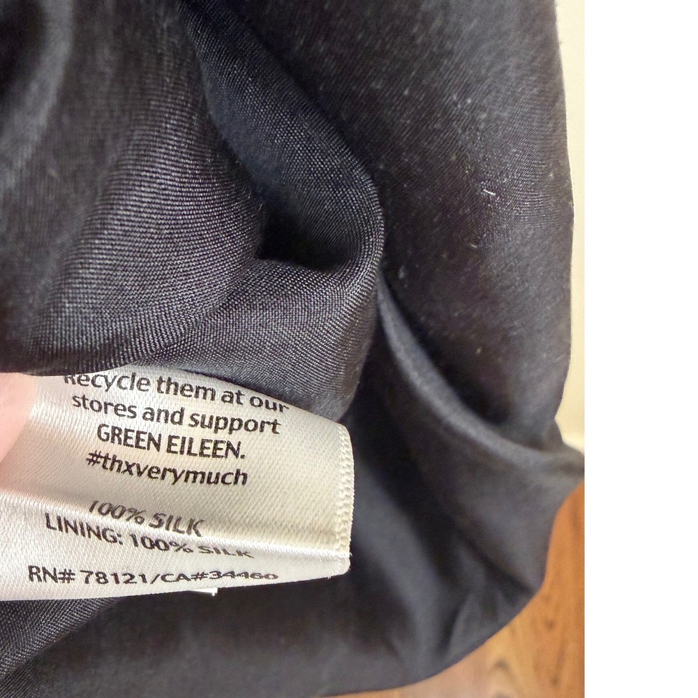 Eileen Fisher Woman Black 100% Silk Open Front Shawl Collar Vest 1X Longline - Picture 4 of 8